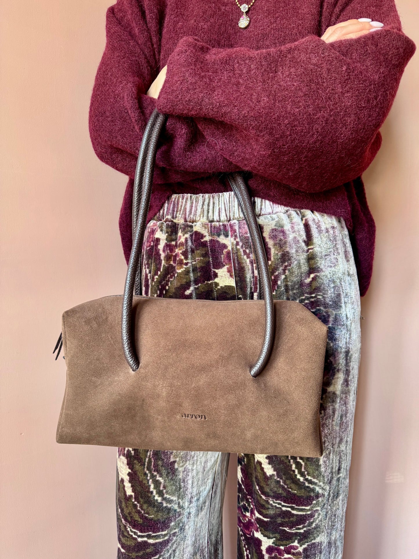 Borsa scamosciata cacao ARRON