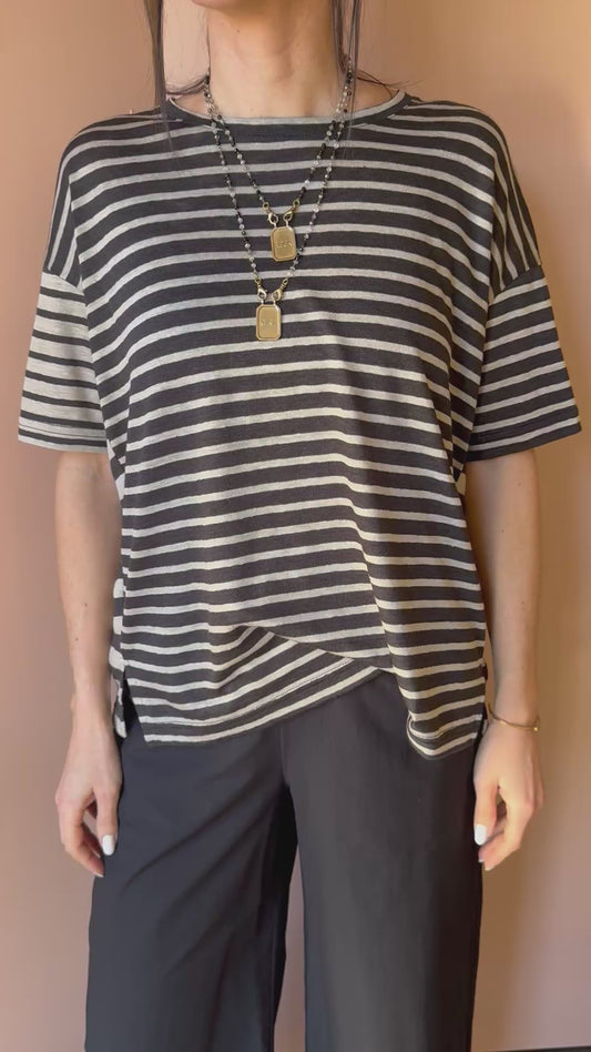 T-shirt Giovedì riga antracite MamaB