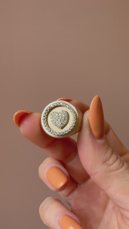 Anello tondo cuore zirconi L|UNA