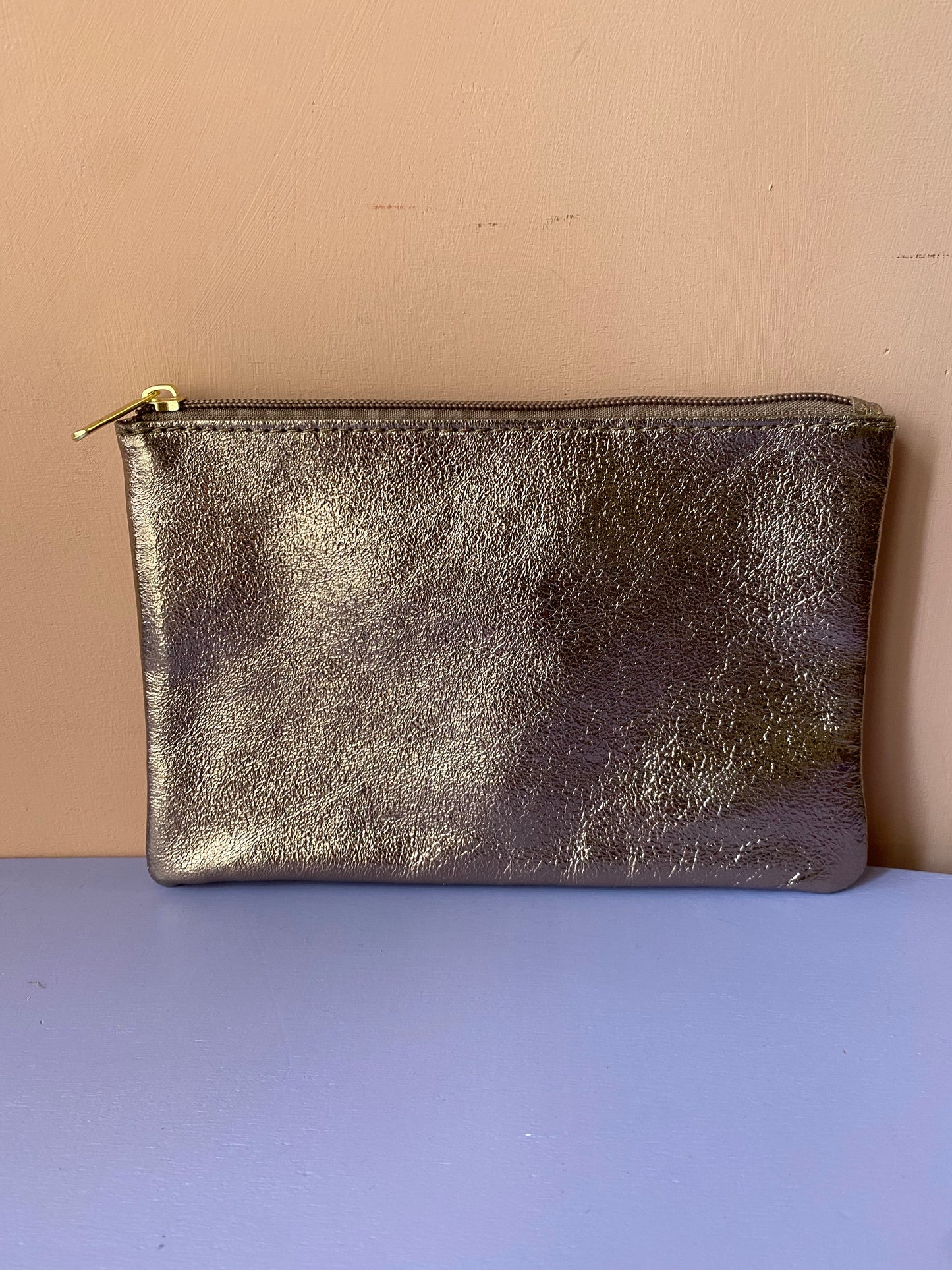 Pochette in pelle metallizzata Tg.L